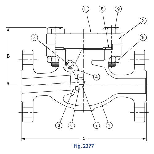 Aloyco FIG 2377 Swing Check Valve Line Drawing