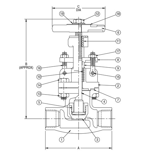 Aloyco FIG 314 Globe Valve Line Drawing