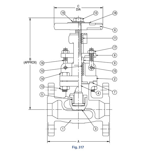 Aloyco FIG 317 Globe Valve Line Drawing